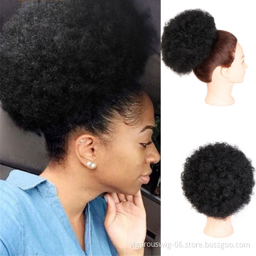 Vigorous Synthetic Afro Kinky Curly Hair Bun Short Drawstring Ponytail Bun Hairpiece For Black Women Ponytail Hair Piece